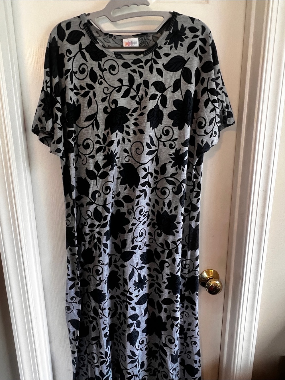 LuLaRoe Grey and Teal Floral Maxi Maria Dress